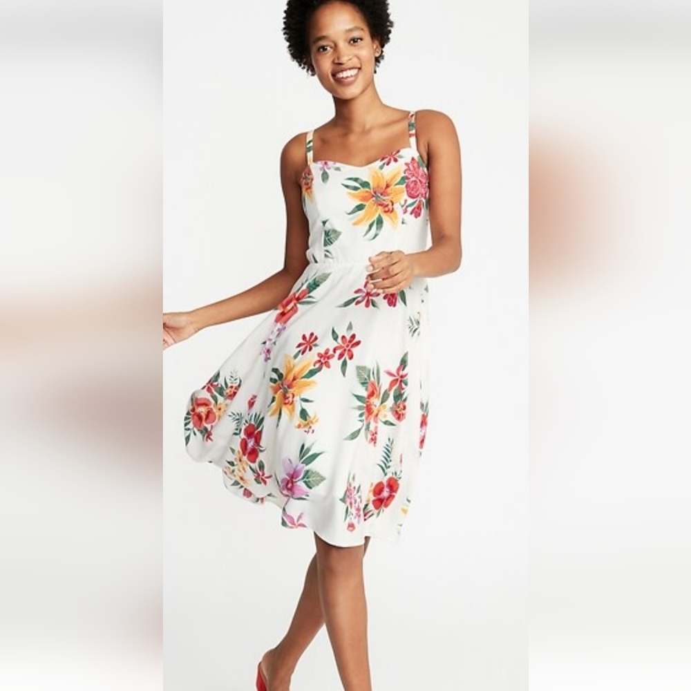 Old Navy Women's Spaghetti Strap Floral White Dress.
